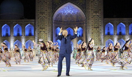Der usbekische Präsident Islam Karimow 2015 bei einem Musikfesti...