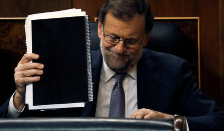 Mariano Rajoy am Mittwoch während der Parlamentsdebatte in Madri...
