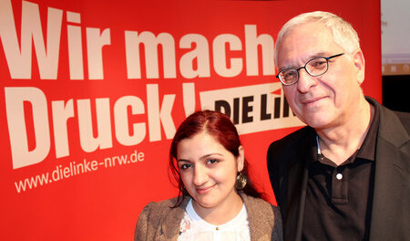 Özlem Demirel und Ralf Michalowsky, Landessprecher der Linken No...