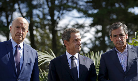 Konservative Herrenriege: Alain Juppe, Nicolas Sarkozy und Fraço... Konservative Herrenriege: Alain Juppe, Nicolas Sarkozy und Fraço...