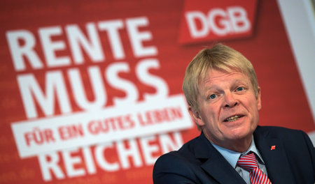 DGB-Chef Reiner Hoffmann am Dienstag auf der Rentenkonferenz des... DGB-Chef Reiner Hoffmann am Dienstag auf der Rentenkonferenz des...
