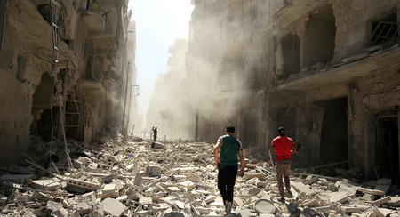 Das von Aufständischen gehaltene Viertel Al-Katerdschi in Aleppo... Das von Aufständischen gehaltene Viertel Al-Katerdschi in Aleppo...