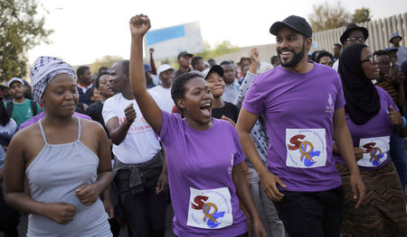 Studenten der Witwatersrand-Universität in Johannesburg verlange...