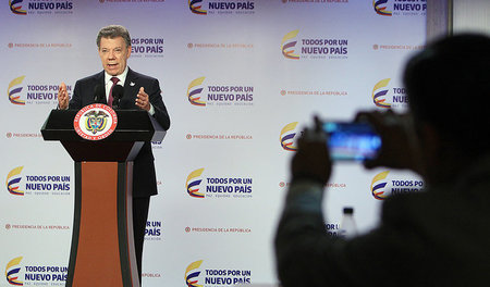 Kolumbiens Präsident Juan Manuel Santos droht mit einem Ende des...