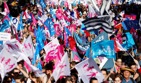 Aufmarsch der Gleichberechtigungsgegner in Paris unter dem Motto...