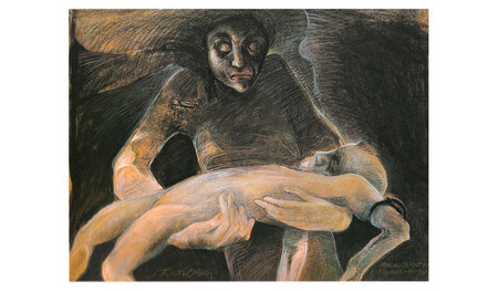 Drogen-Pietà – Furiosa (1990), Farbige Kreiden, 77 x 100 cm