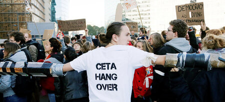Erinnerung von CETA- und TTIP-Gegnern am Sonntag vor EU-Hauptqua...