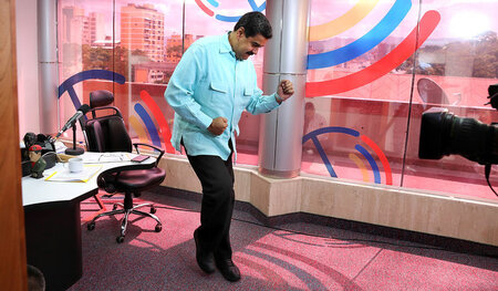 Venezuelas Präsident Nicolás Maduro am Dienstag im Studio von Ra...