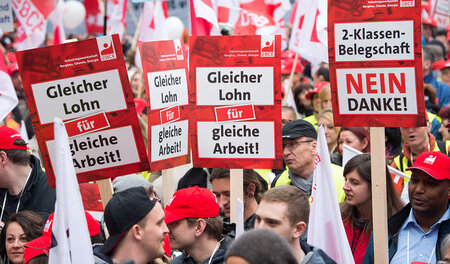 Proteste gegen den Missbrauch von Leiharbeit in München (9. Apri...