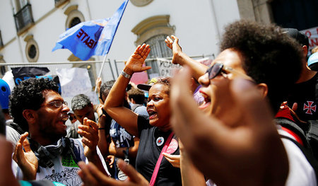 Protestaktion von Beschäftigten im öffentlichen Dienst Rio de Ja...