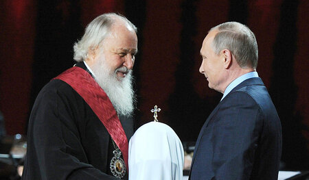 Kirill, Patriarch der orthodoxen Kirche Russlands, im Gespräch m... Kirill, Patriarch der orthodoxen Kirche Russlands, im Gespräch m...
