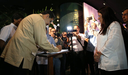 Boliviens Präsident Evo Morales, Venezuelas Staatschef Nicolás M...