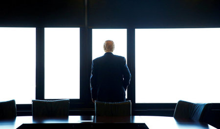 Donald Trump während eines Besuchs im Milwaukee County War Memor...