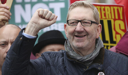 Der amtierende Generalsekretär von Unite, Len McCluskey, bei ein...