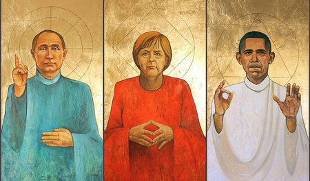 Olga David: »Barack-Angel-Vladimir – BAV«, 150 x 100 Zentimeter,...