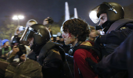 Einsatz der spanischen Polizei gegen Demonstranten in Madrid wäh...