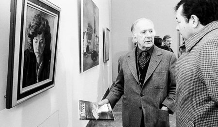Gabriele Mucchi (M.) im Januar 1983 in einer Ausstellung seiner ...