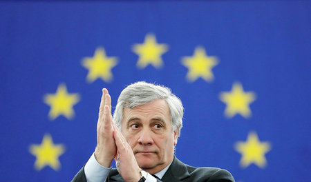 Antonio Tajani nach seiner Wahl zum EU-Parlamentspräsidenten Antonio Tajani nach seiner Wahl zum EU-Parlamentspräsidenten