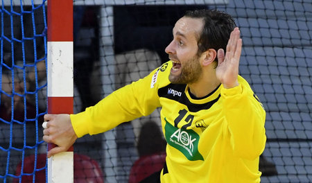 Bälle zu mir! DHB-Torhüter Silvio Heinevetter hatte gegen Belaru... Bälle zu mir! DHB-Torhüter Silvio Heinevetter hatte gegen Belaru...