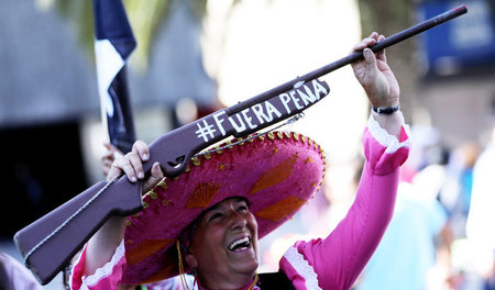 »Peña raus!« fordert dieser Demonstrant am 22. Januar in Mexiko-...