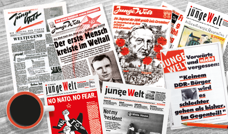 junge-Welt-Titelseiten aus sieben Jahrzehnten