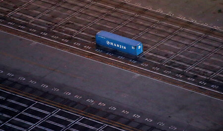 Einer der Letzten? Hanjin-Container im US-Hafen Long Beach im Se...