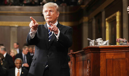 US-Präsident Donald Trump am Dienstag nach seiner Rede vor dem K...