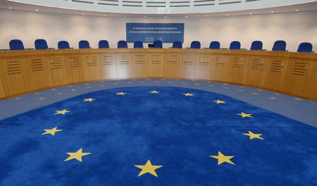 Der Verhandlungssaal des EU-Gerichtshofs in Strasbourg (Aufnahme...