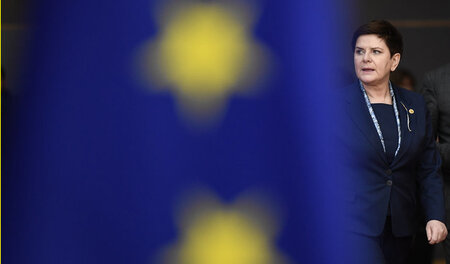 Polens Ministerpräsidentin Beata Szydlo am Donnerstag bei ihrer ...