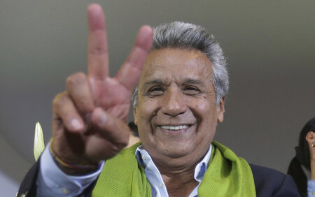 Wahlsieger Lenín Moreno am Sonntag in Quito, der Hauptstadt von ...
