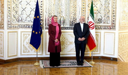 Irans Außenminister Mohammed Dschawad Sarif und die Hohe Vertret...