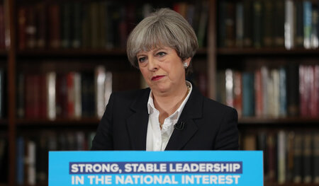 London, 5. Juni: Theresa May auf einer Wahlkampfveranstaltung im...