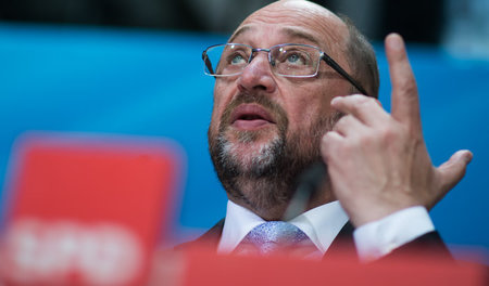 SPD-Kanzlerkandidat Martin Schulz bei der Präsentation des Rente...