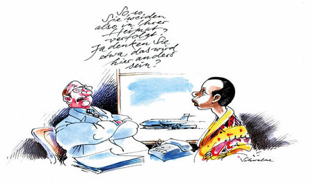 »Verfolgt« von Reiner Schwalme (1. Platz beim Deutschen Karikatu...
