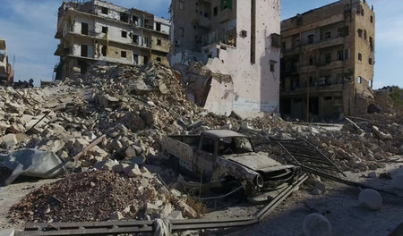 Aufnahme der zerstörten Altstadts der syrischen Stadt Aleppo