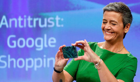 Noch lacht sie: EU-Wettbewerbskommissarin Margrethe Vestager am ...