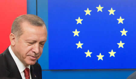 Recep Tayyip Erdogan vor einem Treffen mit dem EU-Rat in Brüssel...