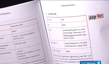 Blatt für »Linksextremisten«? Screenshot des Tagesthemen-Beitrag...