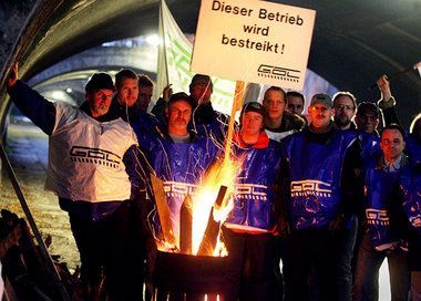 GDL-Streikposten am Donnerstag am Güterbahnhof Köln-Gremberg GDL-Streikposten am Donnerstag am Güterbahnhof Köln-Gremberg