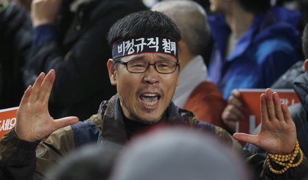 Hang Sang Gyun, der Vorsitzende des Gewerkschaftsdachverbands KC... Hang Sang Gyun, der Vorsitzende des Gewerkschaftsdachverbands KC...