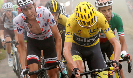 Auf zur Schlussrampe! Warren Barguil, Chris Froome und Fabio Aru... Auf zur Schlussrampe! Warren Barguil, Chris Froome und Fabio Aru...