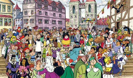 Mittendrin Mutter und Vater der Abrafaxe: Wittenberger Marktplat...