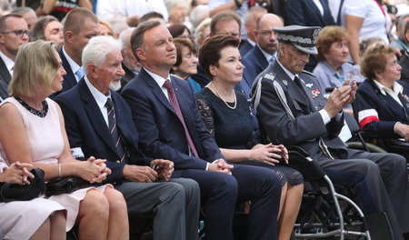 Anlässlich der Feierlichkeiten zum Gedenken an den Warschauer Au...