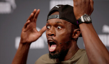 Immer die Nase vorn: Der jamaikanische Sprinter Usain Bolt in Ak...