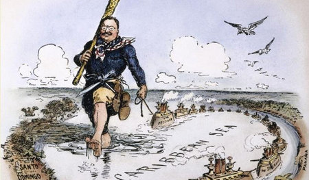 US-Imperialismus in der Karibik: Karikatur mit Präsident Theodor... US-Imperialismus in der Karibik: Karikatur mit Präsident Theodor...