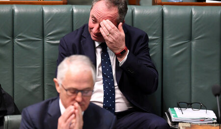 Vizepremierminister Barnaby Joyce (oben) und Premierminister Mal...