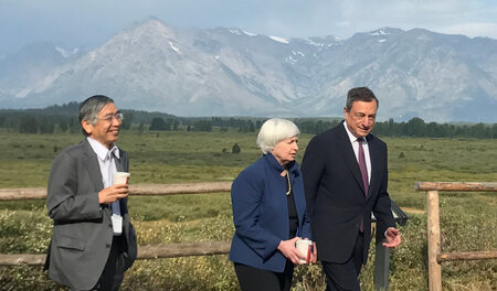 Mario Draghi, Janet Yellen und Japans Notenbankchef Haruhiko Kur...