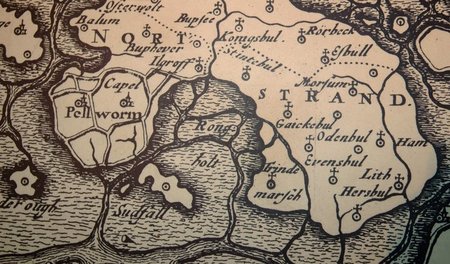 Eine Rekonstruktion der Karte von Rungholt aus dem Jahr 1652 von...