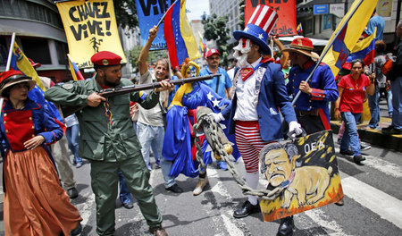 Protest gegen die Kriegsdrohungen aus Washington am 14. August i...