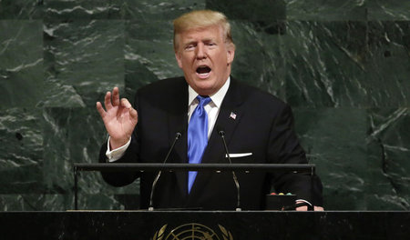 Donald Trump am Dienstag vor der Generalversammlung der Vereinte...